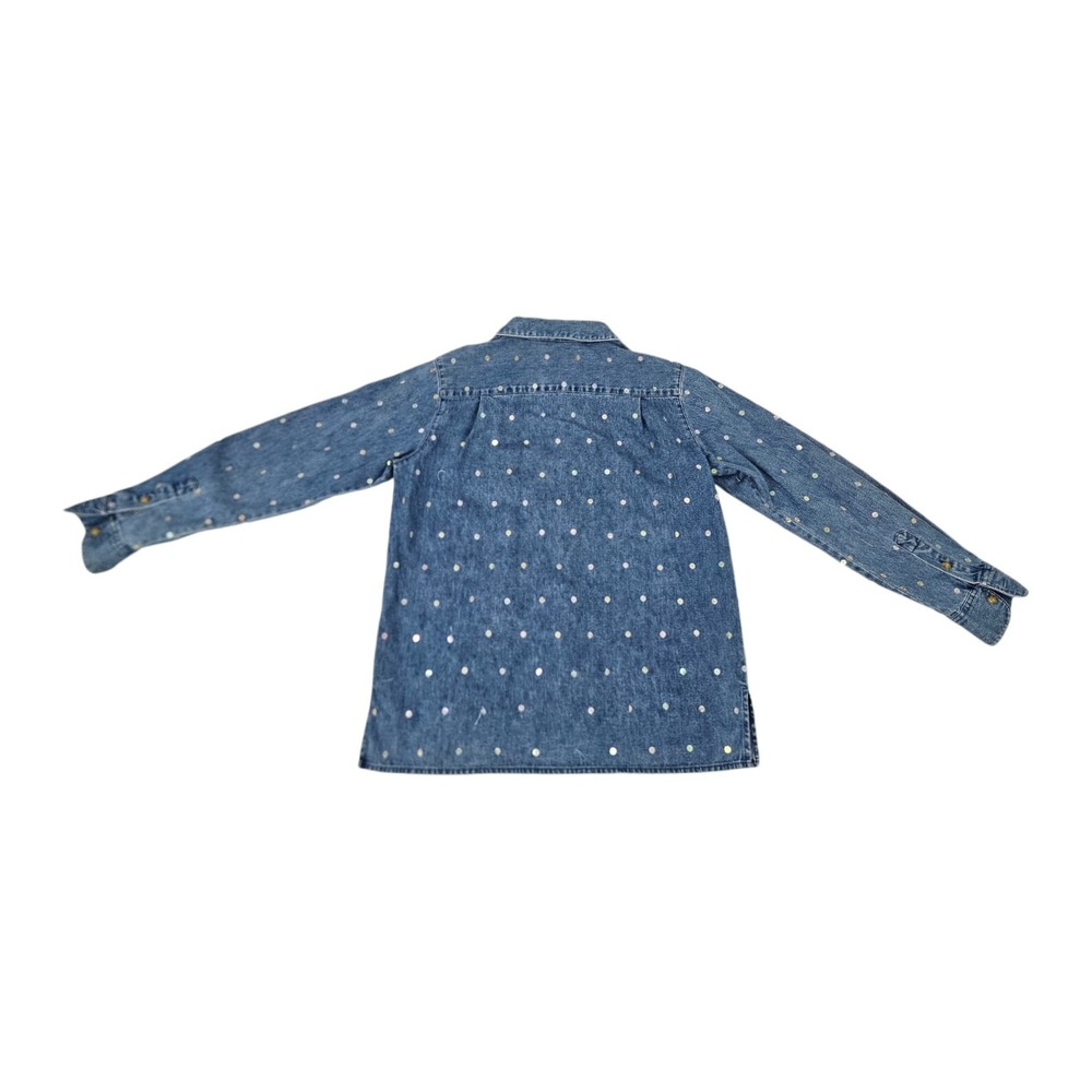 Vintage Western Denim Top Blouse Button-Up Long Sleeve Embellished Women's S - Picture 7 of 9